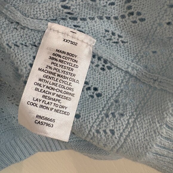 Abound Nordstrom Pointelle Crochet Crop Sweater Long Sleeve Top Blue Size XL NEW - Picture 4 of 4